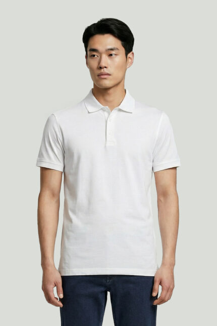 White Mercerized Polo T-Shirt