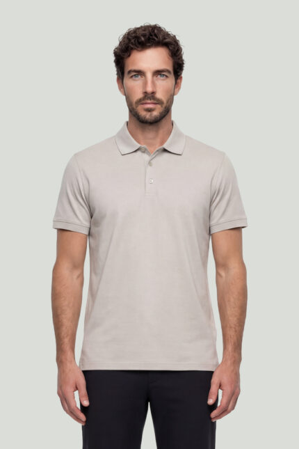 Beige Mercerized Polo T-shirt