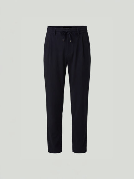 Navy Blue Modal Blend Custom Fit Trousers