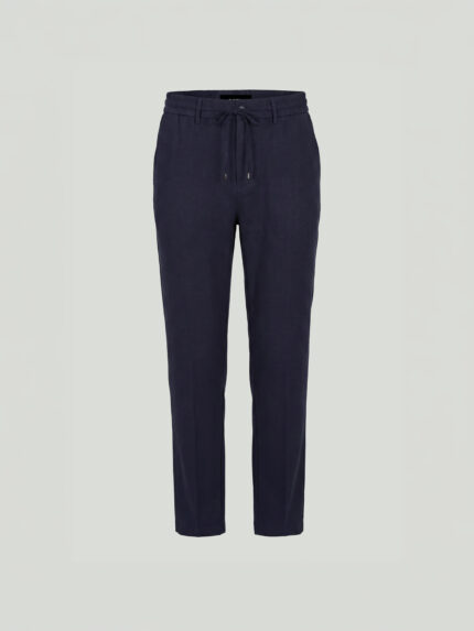 Navy Blue Tencel Blend Custom Fit Trousers