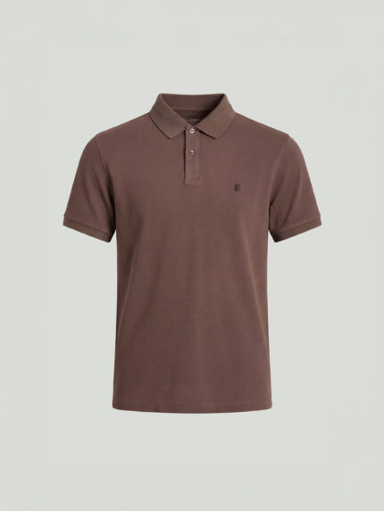 Brown Cotton Polo T-Shirt