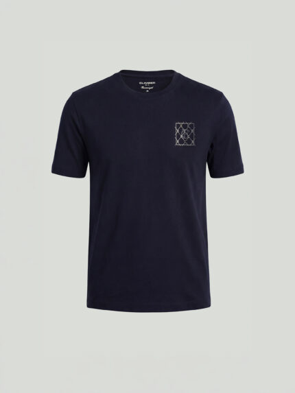 Navy Blue Printed Cotton T-Shirt