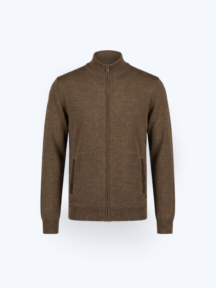 Brown Merino Wool Knit Cardigan