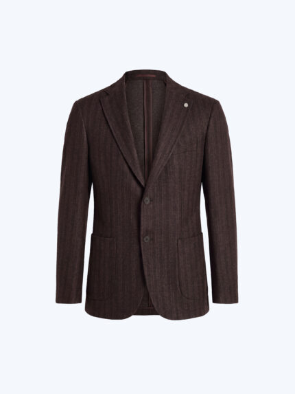 Brown Viscose-Blend Pinstripe Blazer