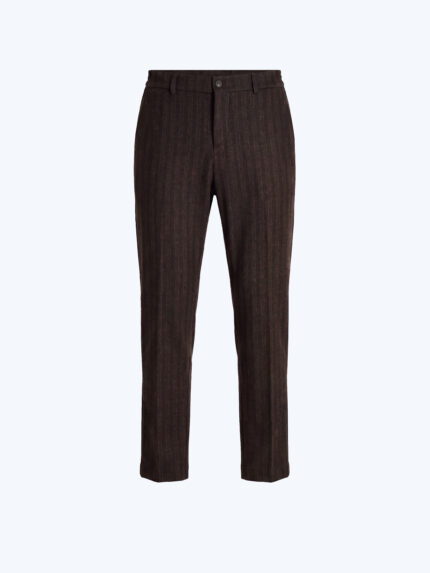 Brown Viscose-Blend Pinstripe Trousers