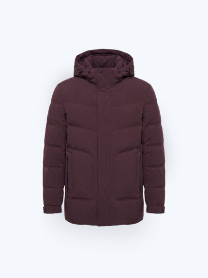 Burgundy Goose Down Filled Hooded Coat