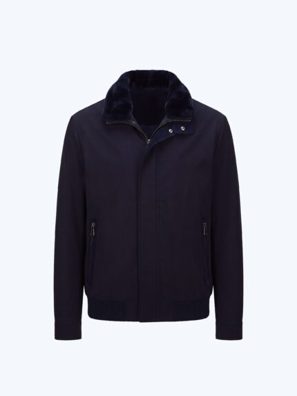 Navy Blue Coat with Fur Collar