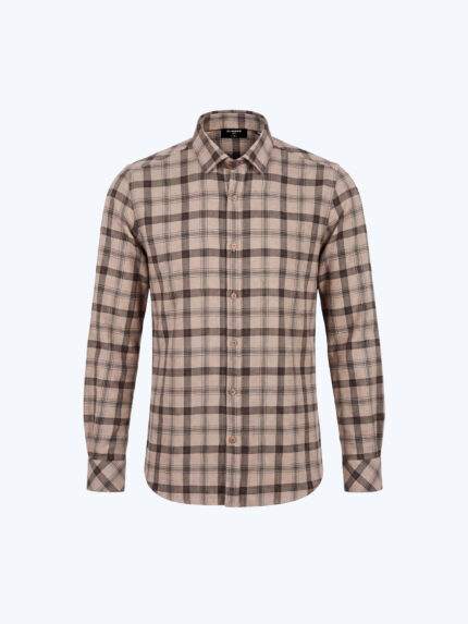 Beige Cotton Check Shirt