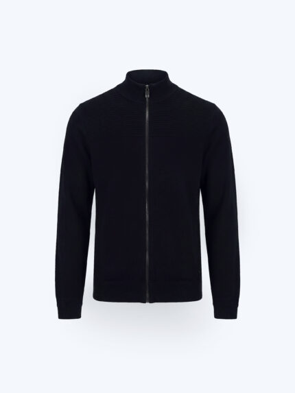 Black Merino Wool Knit Cardigan