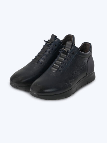 Navy Blue Leather Boots